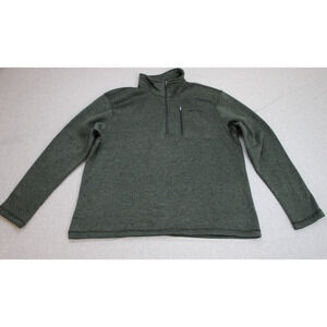 Eddie Bauer Sweatshirt Men 2XL Green Fleece Lined Mock Neck Long Sleeve Half Zip